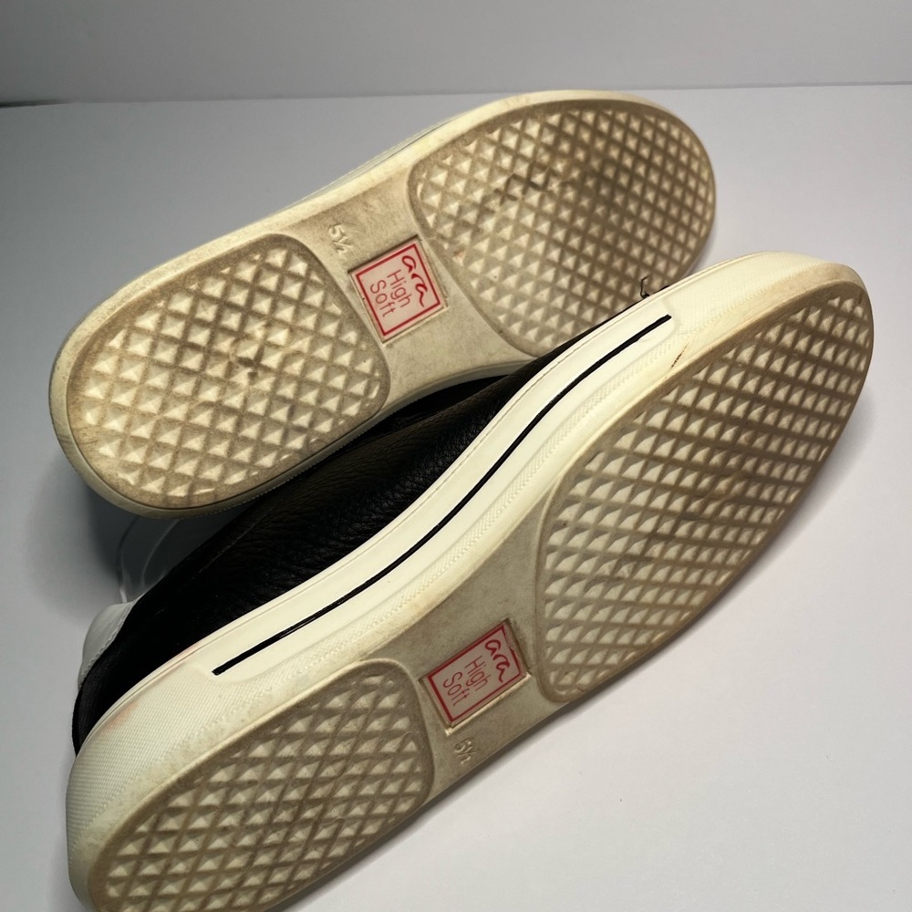 Ara Black Leather Sneakers with White Heel Tab - Picture 6 of 10